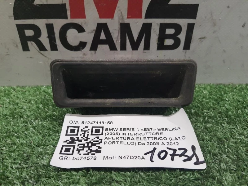 Interruttore Apertura Elettrico LATO Portello 51247118158 Bmw Serie 1 E87 Berlina 2005