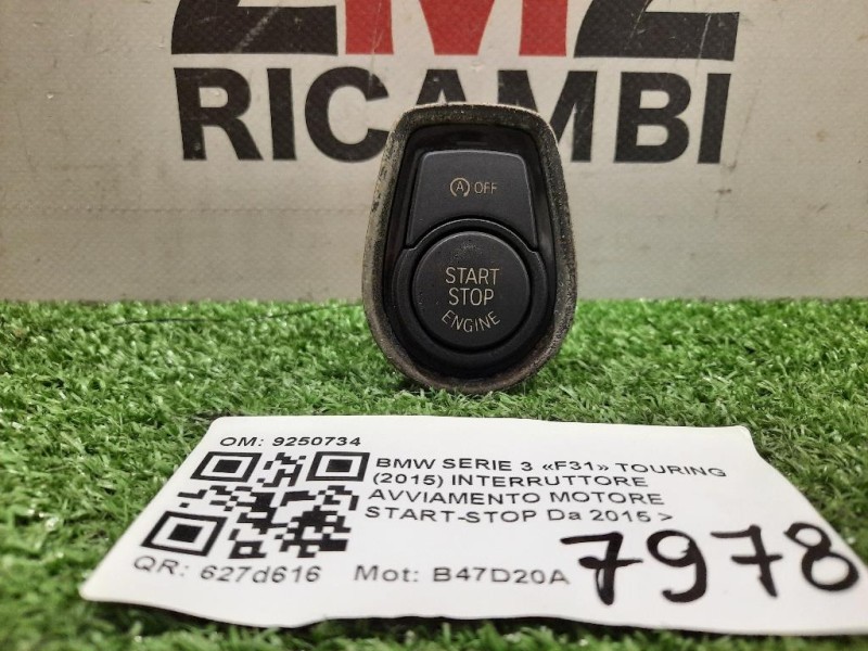 Interruttore Avviamento Motore Start-stop 9250734 START-STOP Bmw Serie 3 F31 Touring 2015