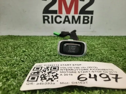 Interruttore Avviamento Motore Start-stop 31394114 START STOP Volvo V40 II 2012
