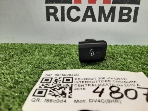Interruttore Chiusura Centralizzata 96750883ZD Peugeot 208 I 2012