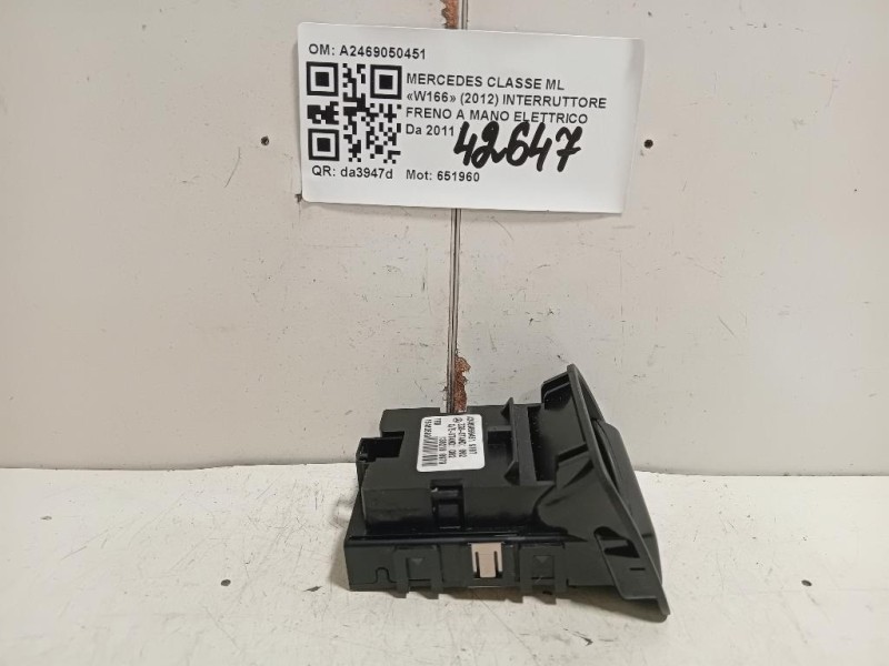 Interruttore Freno A MANO Elettrico A2469050451 Mercedes Classe ML W166 2012