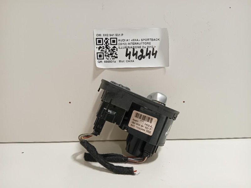 Interruttore Illuminazione 8X2 941 531 P Audi A1 8XA Sportback 2012