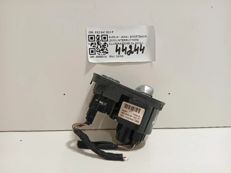 Interruttore Illuminazione 8X2 941 531 P Audi A1 8XA Sportback 2012