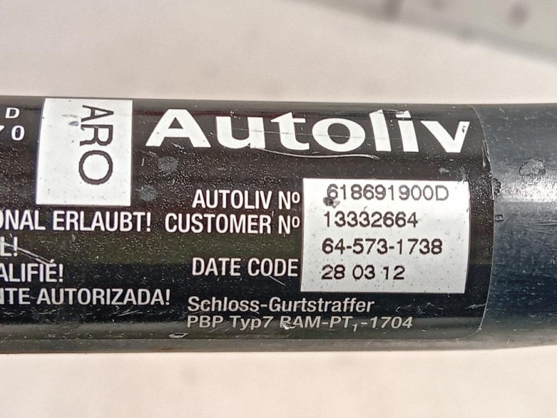 Cintura DI Sicurezza Sedile ANT DX 617023500 Opel Astra J 2012