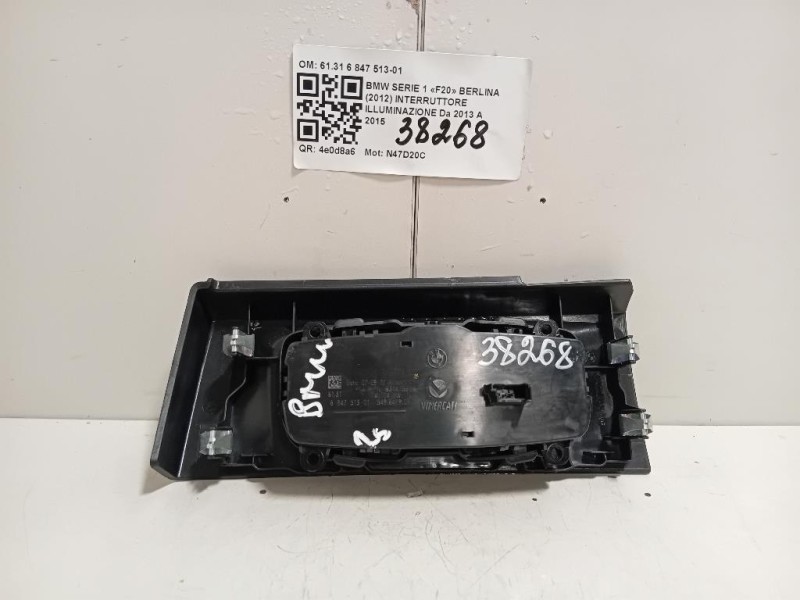 Interruttore Illuminazione 6131 6 847 513-01 Bmw Serie 1 F20 Berlina 2012