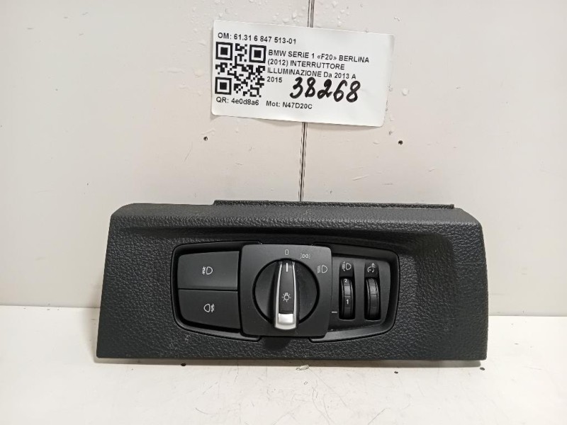 Interruttore Illuminazione 6131 6 847 513-01 Bmw Serie 1 F20 Berlina 2012