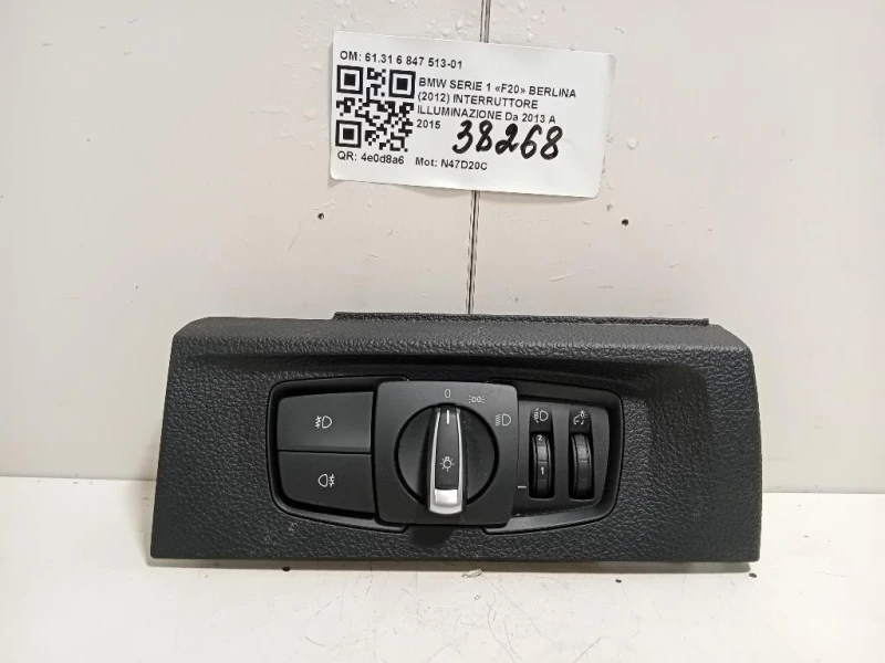Interruttore Illuminazione 6131 6 847 513-01 Bmw Serie 1 F20 Berlina 2012