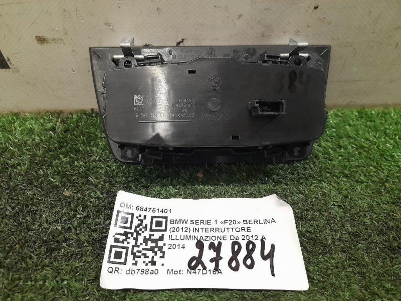 Interruttore Illuminazione 684751401 Bmw Serie 1 F20 Berlina 2012
