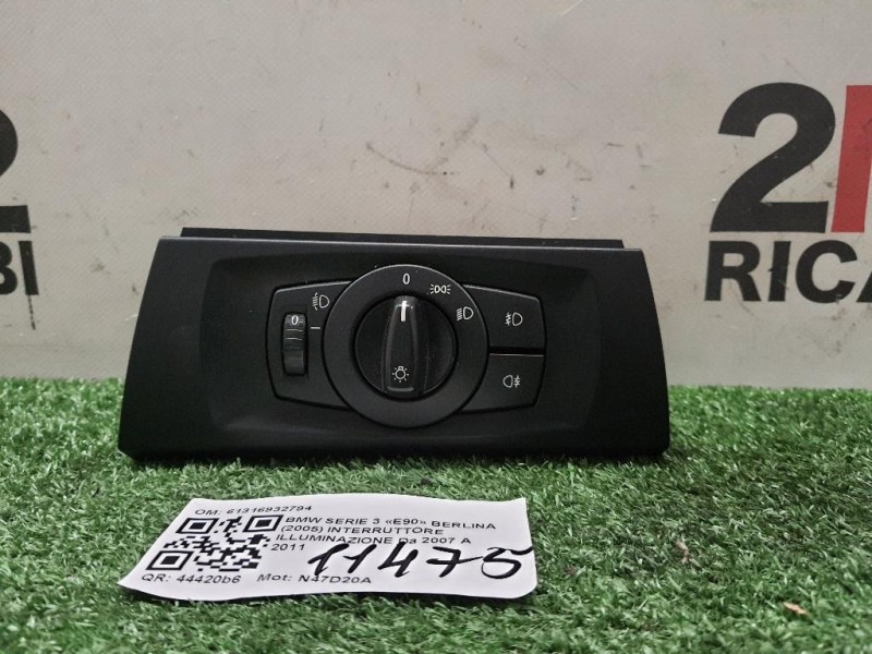 Interruttore Illuminazione 61316932794 Bmw Serie 3 E90 Berlina 2005