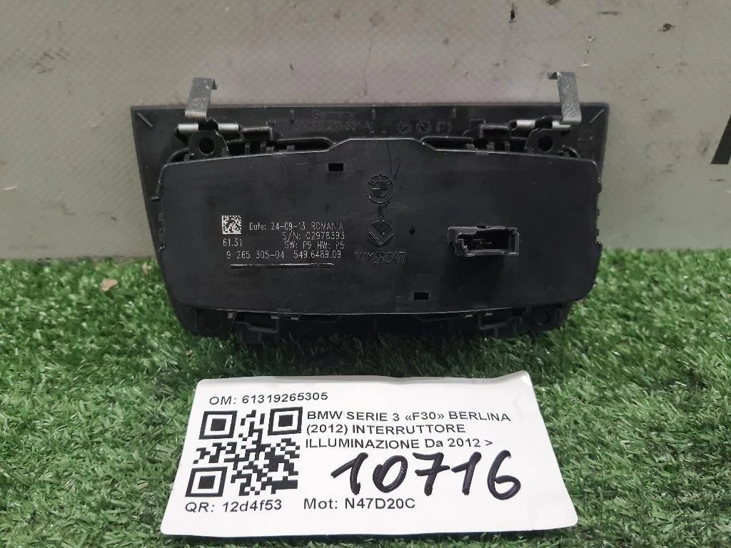 Interruttore Illuminazione 61319265305 Bmw Serie 3 F30 Berlina 2012