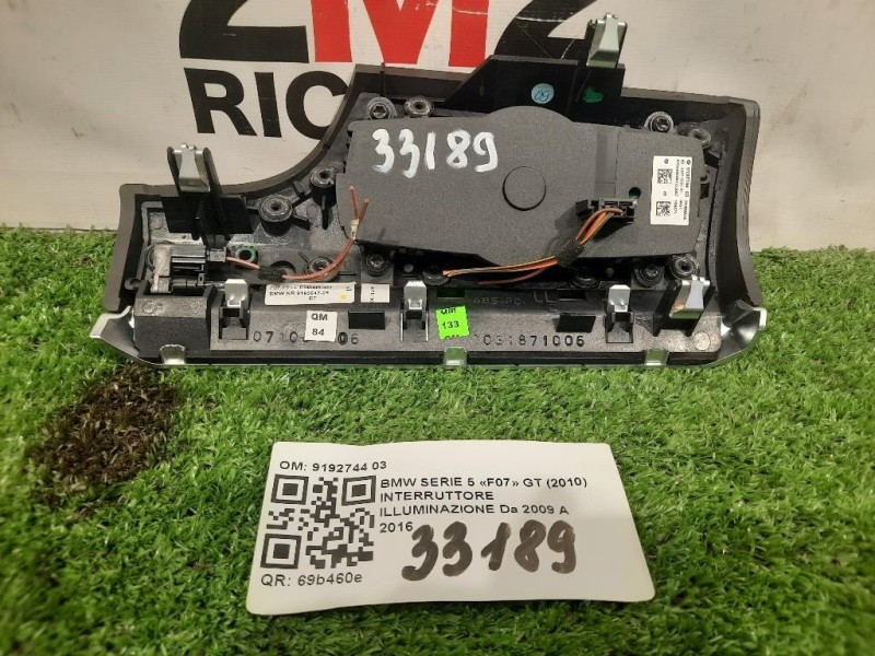 Interruttore Illuminazione 9192744 03 Bmw Serie 5 F07 GT 2010