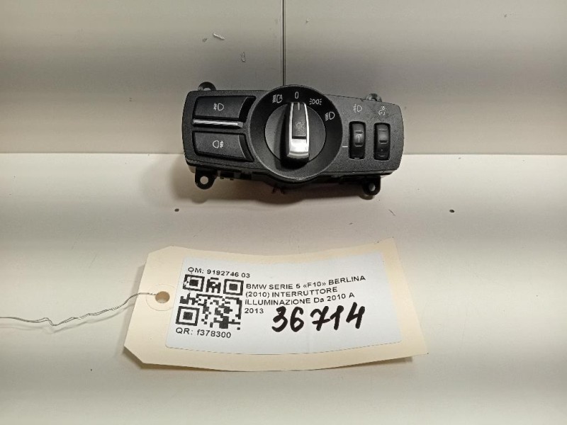 Interruttore Illuminazione 9192746 03 Bmw Serie 5 F10 Berlina 2010