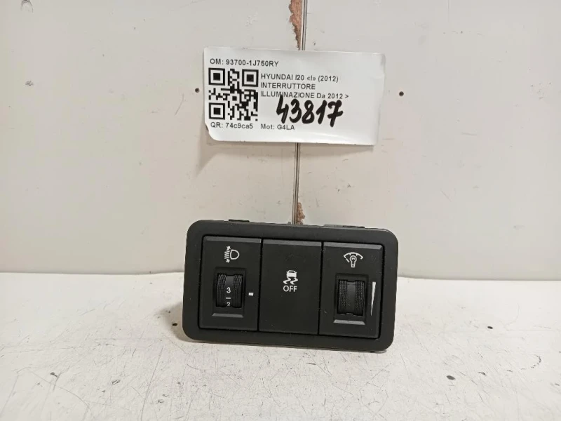 Interruttore Illuminazione 93700-1J750RY Hyundai I20 I 2012