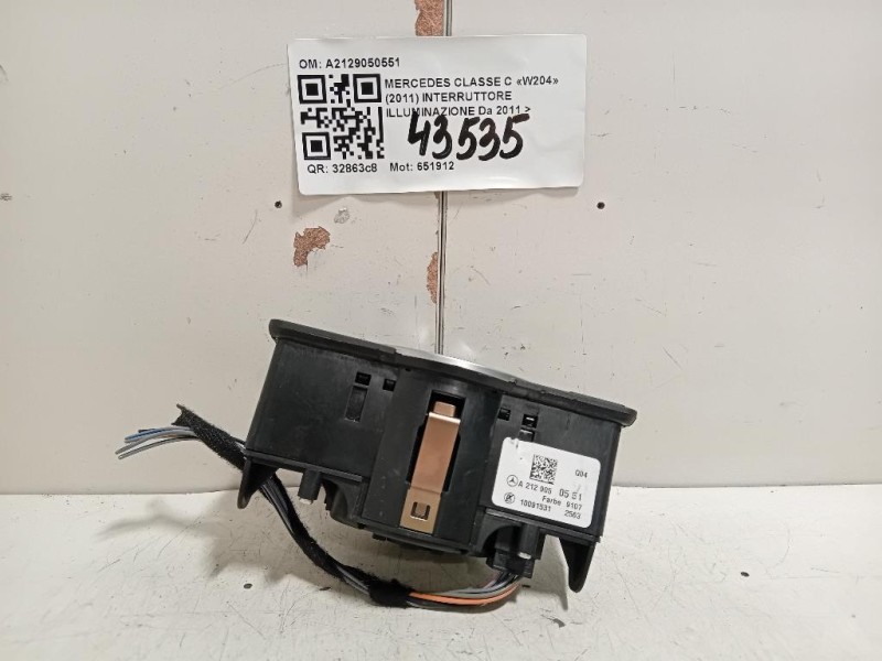 Interruttore Illuminazione A2129050551 Mercedes Classe C W204 2011