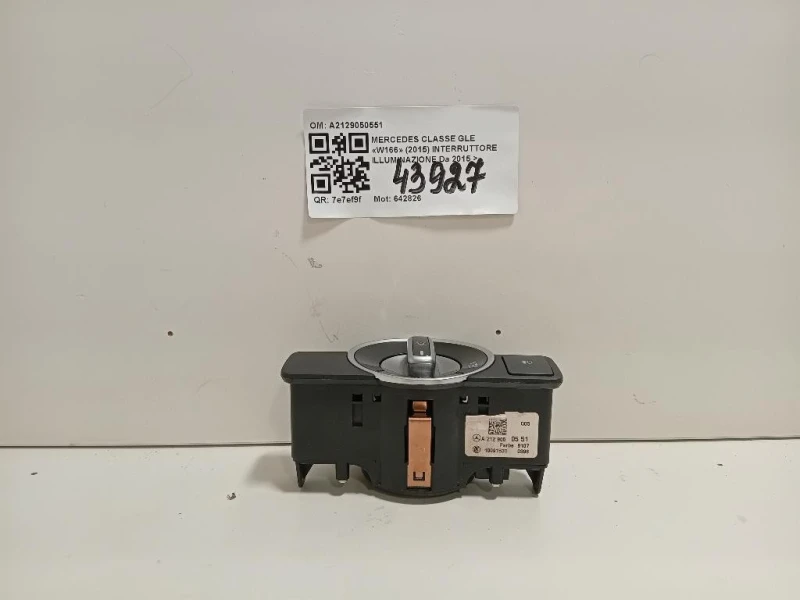 Interruttore Illuminazione A2129050551 Mercedes Classe GLE W166 2015