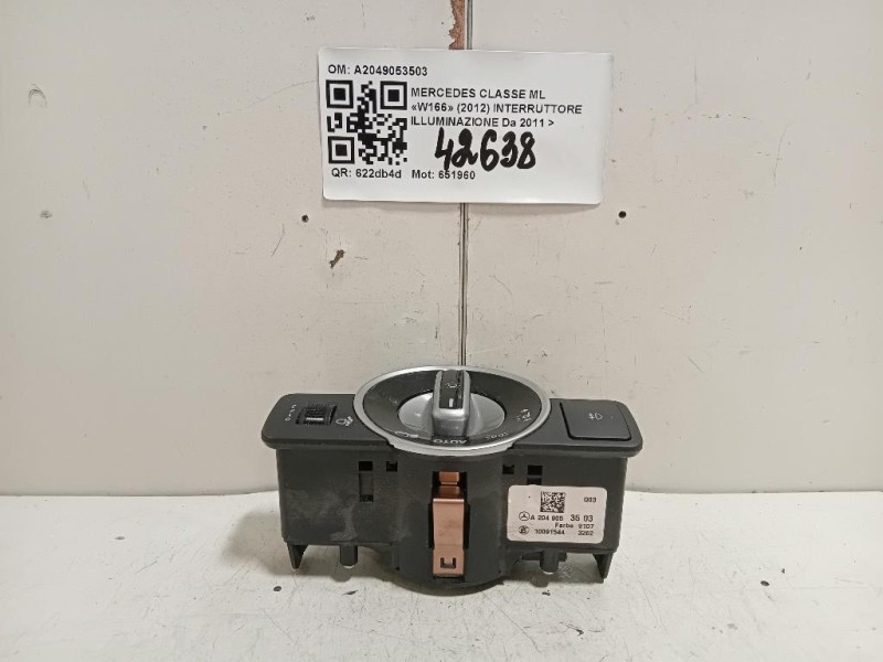 Interruttore Illuminazione A2049053503 Mercedes Classe ML W166 2012