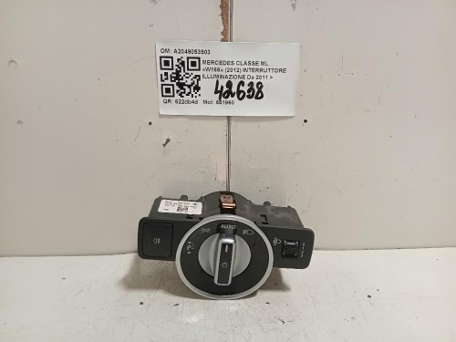 Interruttore Illuminazione A2049053503 Mercedes Classe ML W166 2012