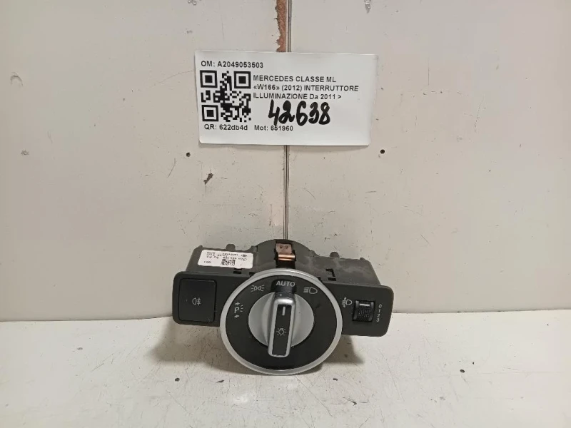 Interruttore Illuminazione A2049053503 Mercedes Classe ML W166 2012