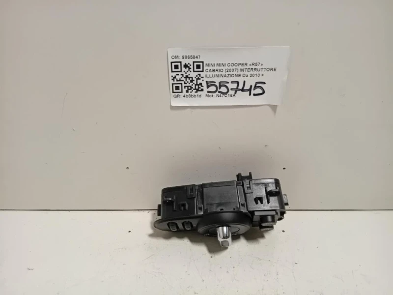 Interruttore Illuminazione 9865847 Mini MINI Cooper R57 Cabrio 2007