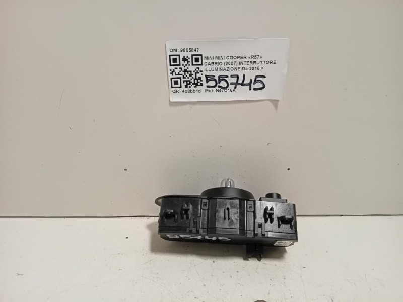 Interruttore Illuminazione 9865847 Mini MINI Cooper R57 Cabrio 2007