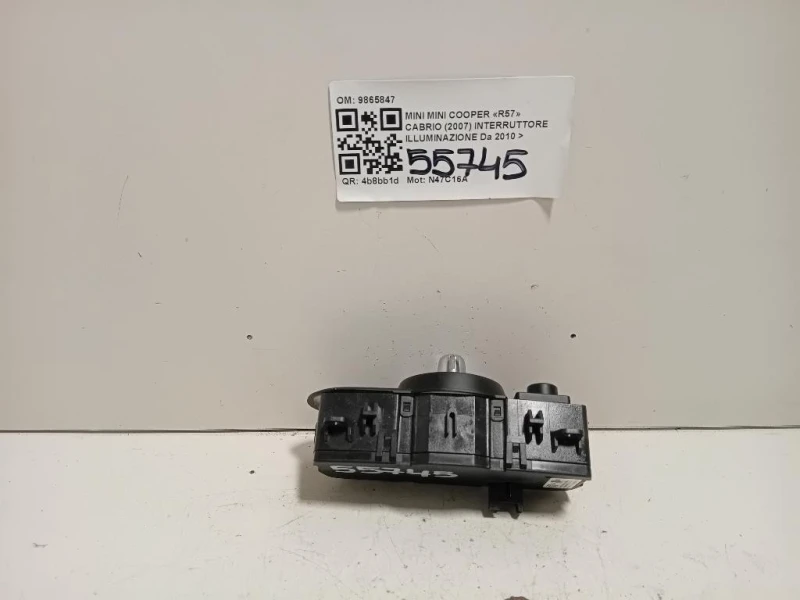 Interruttore Illuminazione 9865847 Mini MINI Cooper R57 Cabrio 2007