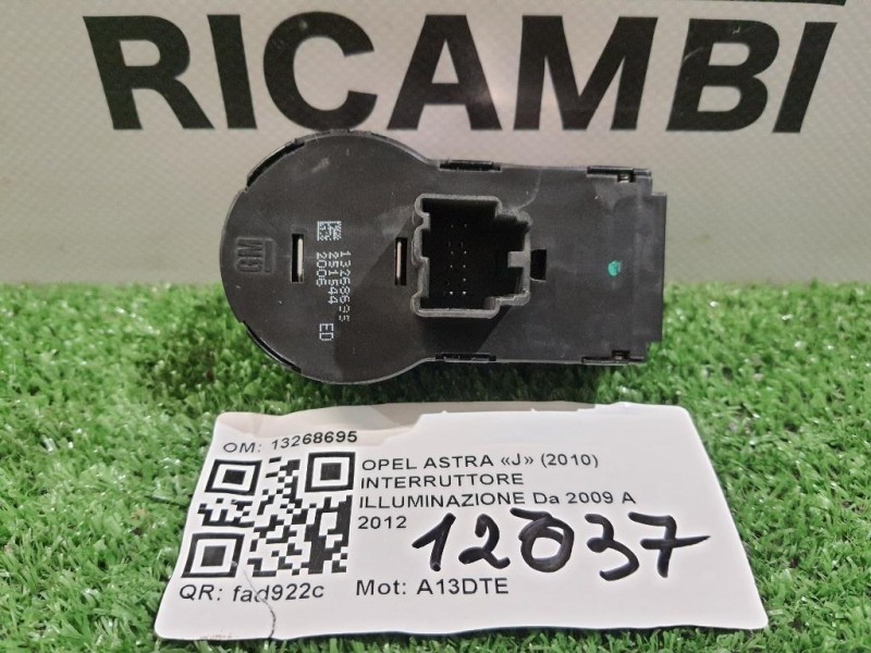 Interruttore Illuminazione 13268695 Opel Astra J 2010