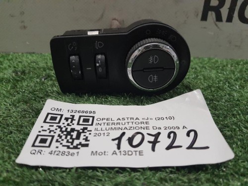 Interruttore Illuminazione 13268695 Opel Astra J 2010