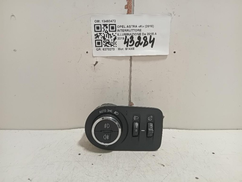 Interruttore Illuminazione 13493472 Opel Astra K 2016