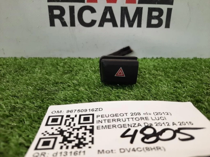 Interruttore LUCI Emergenza 96750916ZD Peugeot 208 I 2012