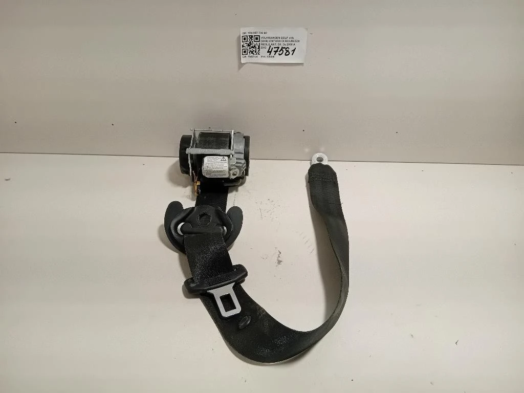 Cintura DI Sicurezza Sedile ANT DX 1K4 857 706 BF Volkswagen GOLF VI 2009