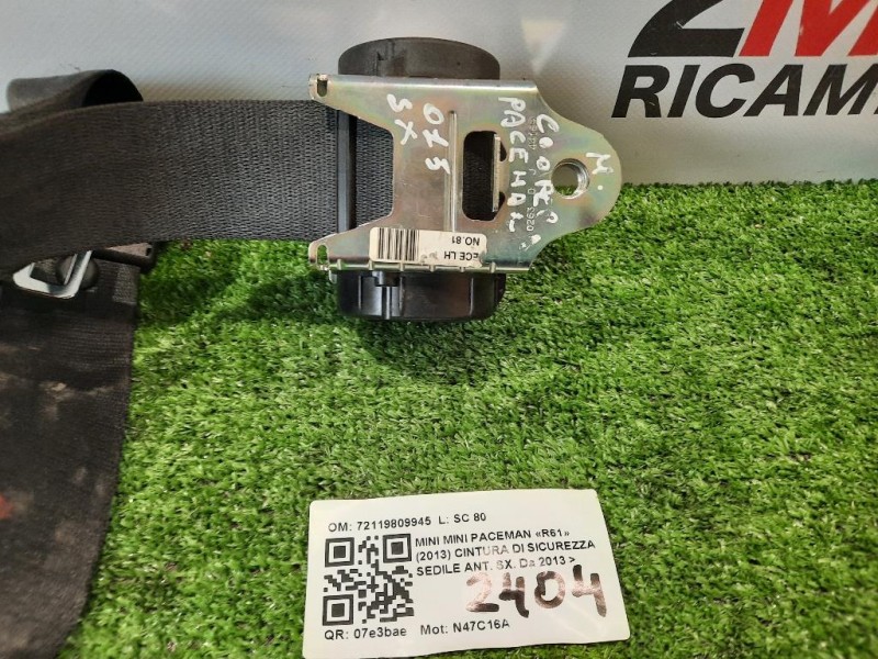 Cintura DI Sicurezza Sedile ANT SX 72119809945 Mini MINI Paceman R61 2013
