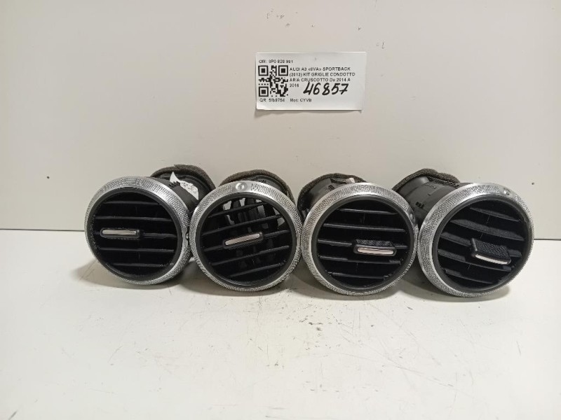 KIT Griglie Condotto ARIA Cruscotto 8P0 820 901 4 PZ Audi A3 8VA Sportback 2012