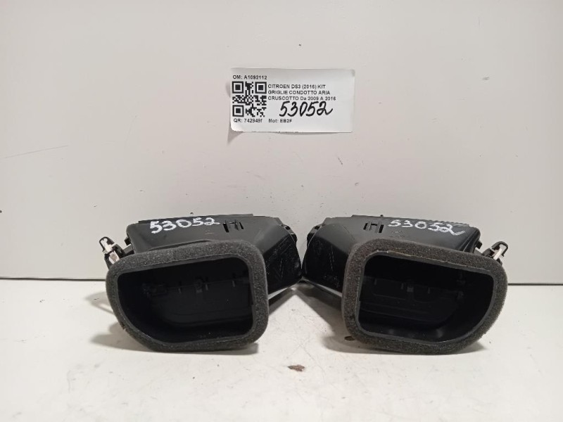 KIT Griglie Condotto ARIA Cruscotto A1092112 Citroen DS3 2016