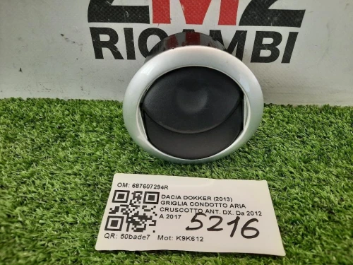 KIT Griglie Condotto ARIA Cruscotto 687607294R Dacia Dokker 2013
