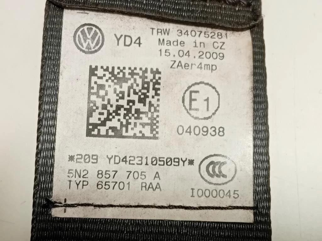 Cintura DI Sicurezza Sedile ANT SX 5N2 857 705 A Volkswagen Tiguan I 2011