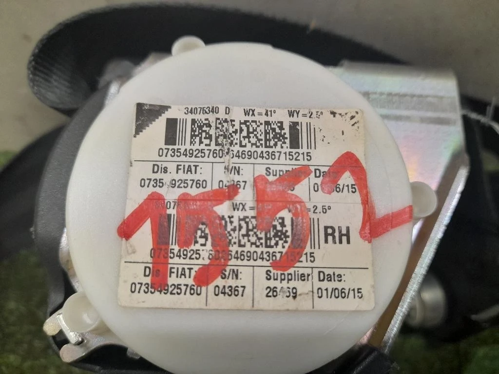 Cintura DI Sicurezza Sedile POST DX 735492576 Fiat 500 II 2015
