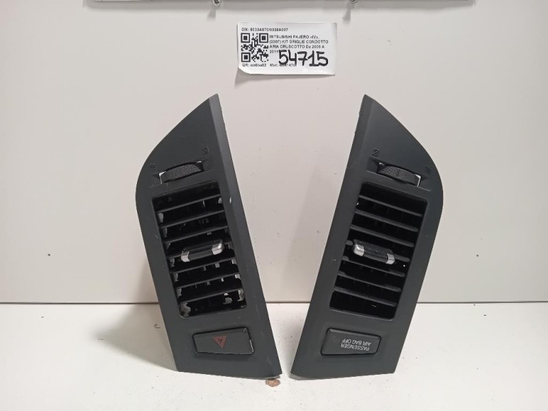 KIT Griglie Condotto ARIA Cruscotto 8030A0708030A087 Mitsubishi Pajero IV 2007