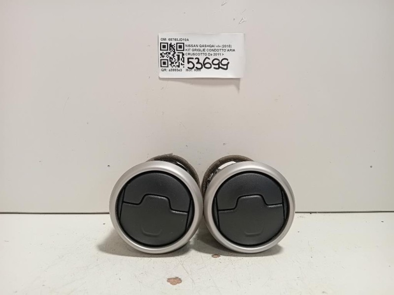 KIT Griglie Condotto ARIA Cruscotto 68760JD10A Nissan Qashqai I 2010