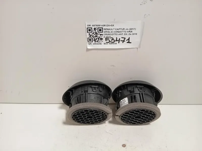 KIT Griglie Condotto ARIA Cruscotto Centrale 687608143R DX+SX Renault Captur I 2017