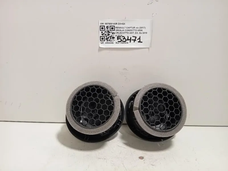 KIT Griglie Condotto ARIA Cruscotto Centrale 687608143R DX+SX Renault Captur I 2017