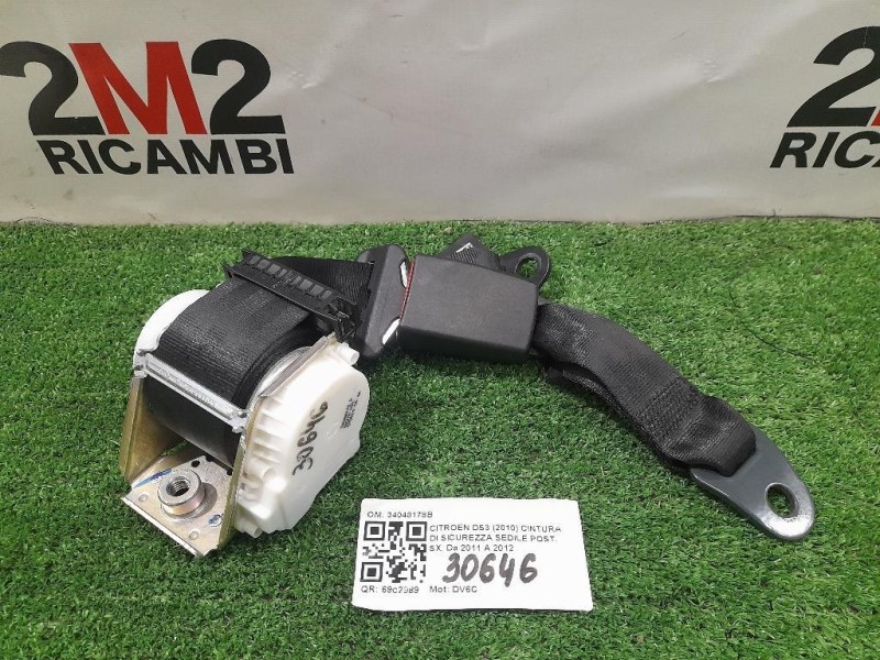 Cintura DI Sicurezza Sedile POST SX 34048178B Citroen DS3 2010