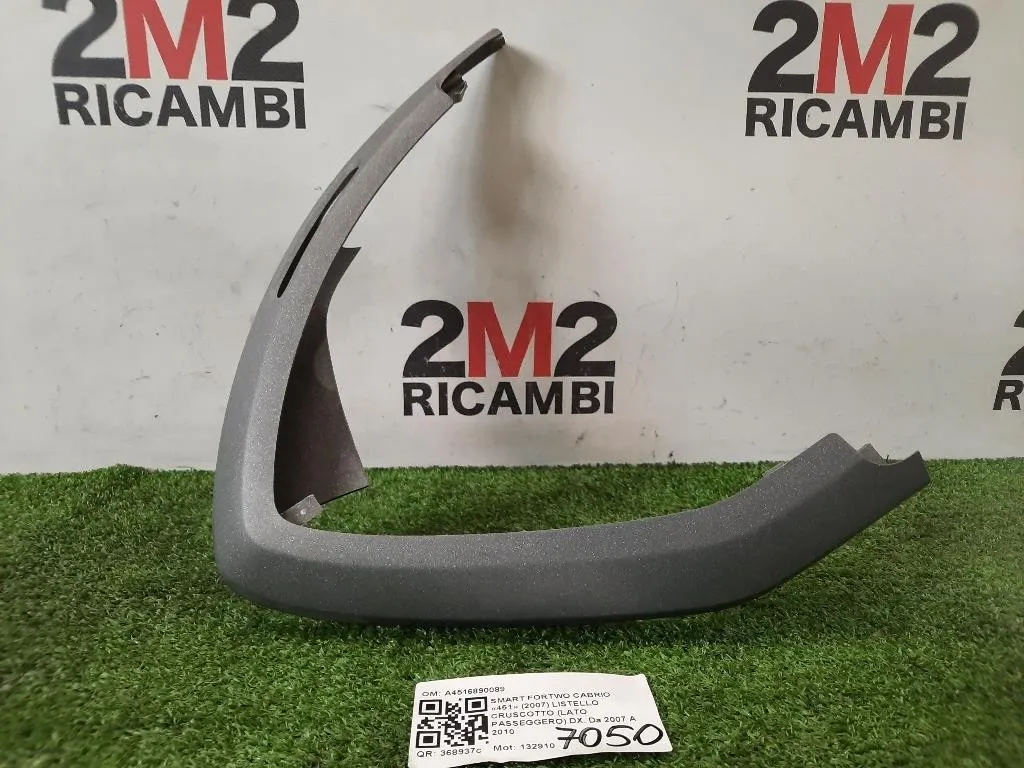 Listello Cruscotto LATO Passeggero DX A4516890089 Smart Fortwo Cabrio 451 2007