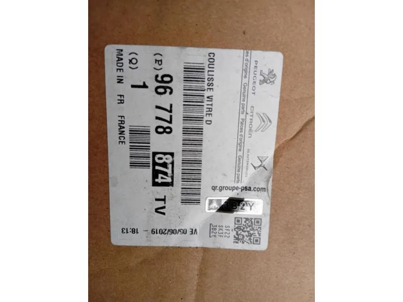 Canalina Scorrimento Cristallo Porta POST DX 96778874TV Peugeot 308 II 2017