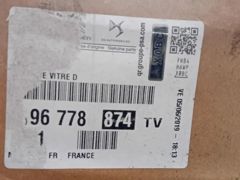 Canalina Scorrimento Cristallo Porta POST DX 96778874TV Peugeot 308 II 2017