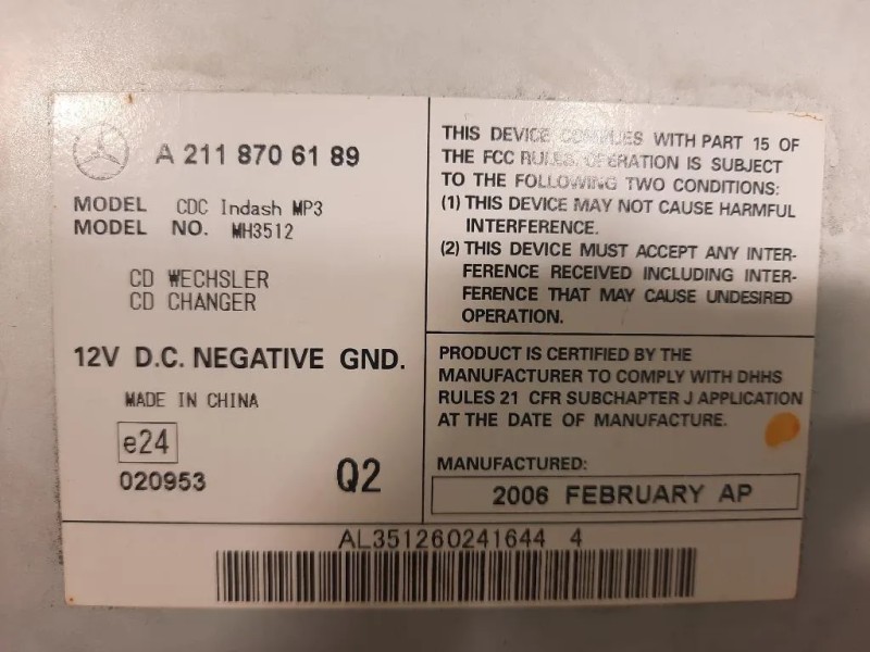 Caricatore CD A2118706189 Mercedes Classe SLK R171 2004