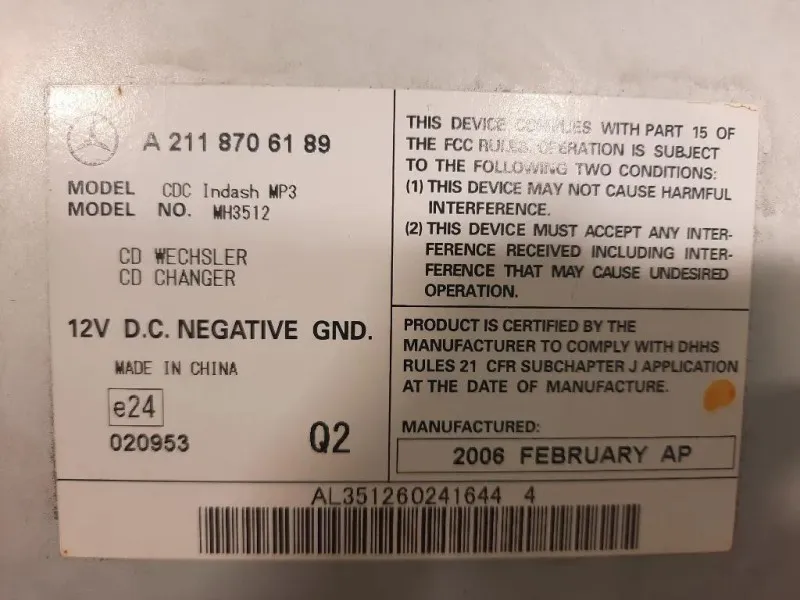 Caricatore CD A2118706189 Mercedes Classe SLK R171 2004