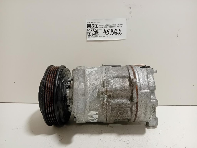 Compressore AC 447280-7424 Mercedes Classe B W246 2014