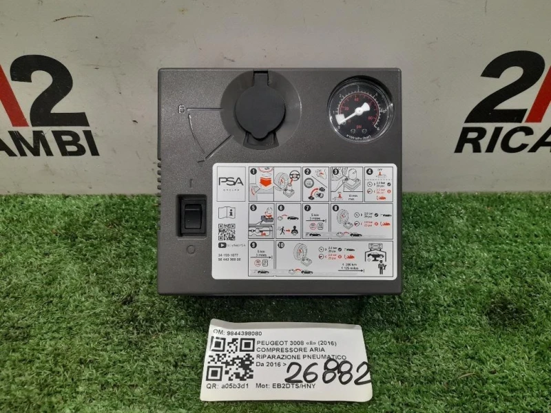 Compressore ARIA Riparazione Pneumatico 9844398080 Peugeot 3008 II 2016