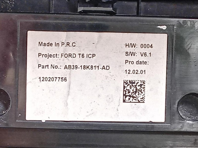 Console Centrale AB39-18K811-AD Ford Ranger IV 2012