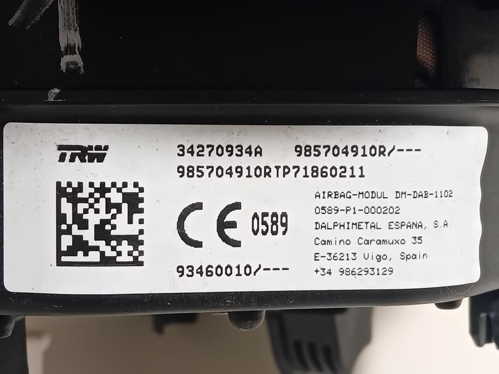 Air-bag Guidatore 985704910R Opel Vivaro A 2007